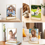 PPH-Sisy 8X10 Gold Frames Double Sided Acrylic Sign Holder Tabletop Picture Frames Vertical Display Stand for Photos Wedding School Home,Set of 6 - Image 6
