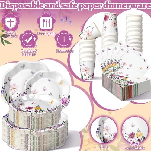 Newtay 250 Pcs Wildflower Disposable Paper Plate Napkins - Image 2