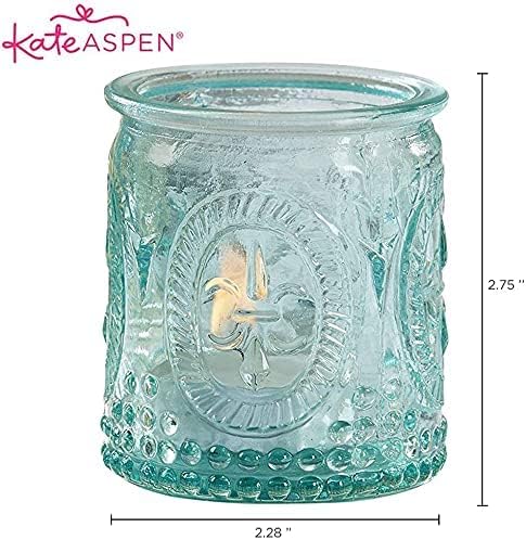 Kate Aspen Tea Light Holder - 24PCS - Vintage Glass Tealight Candle Holders, Perfect Wedding Favor, Bachelorette Favor or Bridal Shower Favor - Blue - Image 7