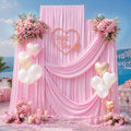 15ft x 10ft Pink Backdrop Curtains, Wrinkle Free Drapes Back Drop Cloth by CO-AVE