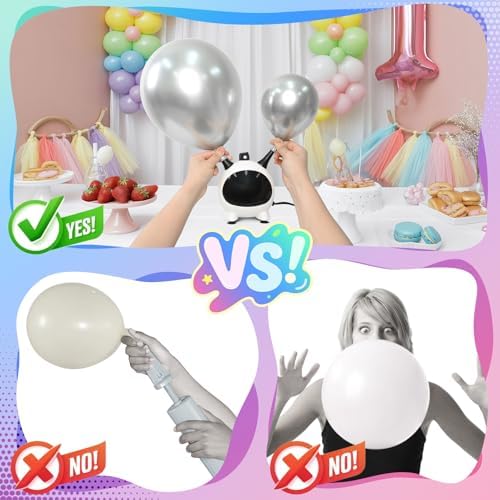 Electric Balloon Pump with 25PCS Black Square Foil Balloons, 600W Dual Nozzle Air Blower and Metallic Black Tunnel Arch Kit for Birthday Baby Shower Wedding Graduaton Party Decorations - Image 7