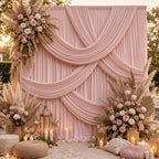 gogoparti 20x12ft Dusty Rose Backdrop Curtain, 4 Panels 5x12ft Thick Wrinkle-Free Polyester Fabric, Professional Photography Background for Wedding, Birthday, Baby Shower, Bridal Shower by Gogoparti