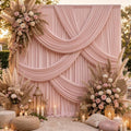 gogoparti 50x12ft Dusty Rose Backdrop Curtain, 10 Panels 5x12ft Thick Wrinkle-Free Polyester Fabric, Professional Photography Background for Wedding, Birthday, Baby Shower, Bridal Shower by Gogoparti