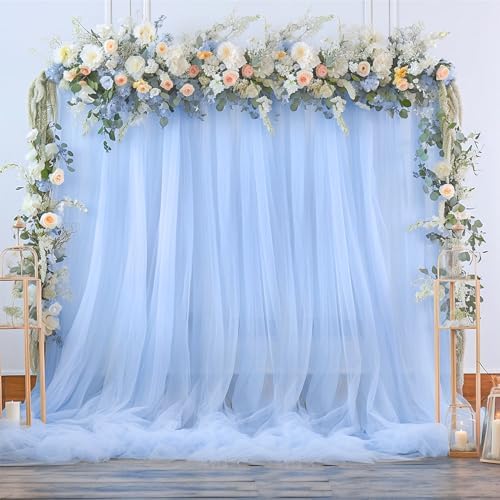 10ft x 15ft Baby Blue Tulle Backdrop Curtain for Baby Shower Party Sheer Fabric Backdrop Curtains for Boy Birthday Gender Reveal Back Drop Wedding Photo Backdrop Drapes Background 2 Panels 5ft x 15ft - Image 7