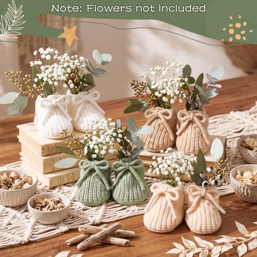 Tranqun 4 Sets Baby Booties Centerpiece No Floral DIY,Low Top,Sage Green - Image 4