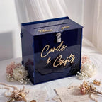 BreezeHug Navy Blue Acrylic Wedding Card Box with Slot and Lock, Graduation Money Gift Box with DIY Letters cards Gifts/Thank You Letters, Funeral, Quinceanera, Retirement Birthday (Medium) - Image 6