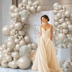 Pearl Balloon Arch Kit with 107pcs Double Layer Sand White Balloons & 610 Pearl Stickers, Wedding Balloon Garland Arch for Bridal Shower Baby Shower Engagement Birthday Decorations (Pack of 2) - Image 5