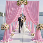 50×12ft Wrinkle Free Pink Backdrop Curtain for Wedding Parties, 10 Panels 5×12ft Long Soft Silky Polyester Backdrop Drapes Baby Pink Photo Back Drop Curtains for Party Photography Background Cloth by ENJOYYOURPARTY