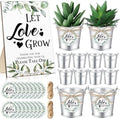 Zhehao 50 Sets Mini Succulent Buckets with 1 Greenery Let Love Grow Sign 50 Let Love Grow Tag and 2 Hemp Ropes for Wedding, Bridal, Baby Shower, Succulent Party Favor for Guests by Zhehao