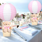 Baquler 12 Sets Hot Air Balloon Centerpieces Bear, Solid Style, Pink - Image 3