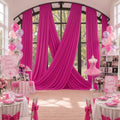 20ftx15ft Hot Pink Backdrop Curtains for Parties, Wrinkle Free Polyester Hot Pink Photo Backdrop Drapes 4 Panels 15 ft Long Back Drop Cloth for Wedding Birthday Photography Background Party by Htper