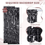 Black Sequin Backdrop Curtain 2 Panels 2ftx8ft Glitter Graduation Party Background for Class of 2026 Prom Birthday Photo Booth Decorations - Image 2