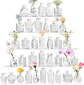 36 Pcs Bud Vases Set, Small Bud Vases in Bulk, Clear Glass Flower Vases, Multiple Shape Cute Vintage Bottles for Rustic Wedding Centerpieces, Table Decor, Party Decor, Baby Shower & Home Decor(Clear) by JXINDUJU