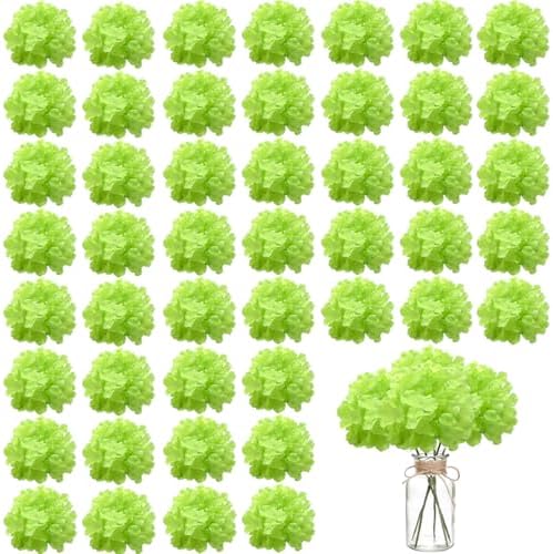 100PCS Artificial Hydrangea Flowers, Fake Flowers Silk Hydrangea Full Flowers Heads with Stems for Wedding Home Party Shop Baby Shower Decor (Green) by WEISPARK