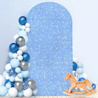 MODFUNS Arch Covers Sequin Light Blue Spandex Arch Cover 6.6ft Glitter Arch Cover Backdrop Fabric Wedding Arch Covers Stretchy Backdrop Sequin Arch Back Drop for Party Anniversary Birthday Decor - Image 2