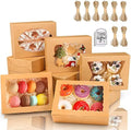 KPOSIYA 65 PCS 8x6x2.5 Inch Cookie Boxes with Window Brown Bakery Boxes Pastry Boxes for Gift Giving, Treat, Dessert, Cupcakes, Chocolate, Strawberries, Donuts, Muffins (5 Style Windows) by KPOSIYA