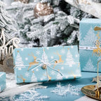 WRAPAHOLIC 30 Inch Christmas Wrapping Paper Roll - Jumbo Roll Blue and Silver Reindeer, Christmas Tree, Snowflake Holiday Design Printed on Pearlized Paper - 4 Rolls - 30 Inch x 120 Inch Per Roll - Image 4