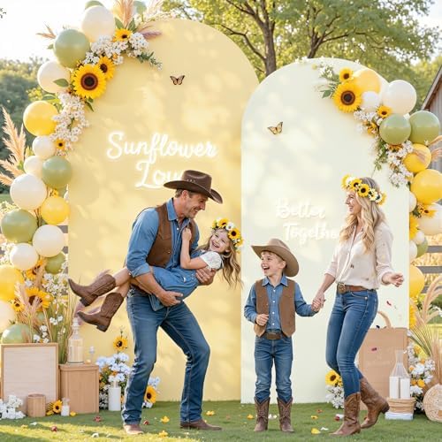 Ivory and Champagne Arch Backdrop Cover 7.2FT 6FT Wedding Arch Covers Set of 2 Arches Covers Stretchy Backdrop Spandex Fitted Double-Color Fabric Backdrops for Party Baby Shower Birthday Decoration by Tao-GePartyDecorations