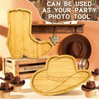 Western Birthday Party Decorations Wooden Hat Boot Charcuterie Boards Trays - Image 3