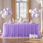 HB HBB MAGIC Purple Table Cloths 6 Foot Rectangle Tulle Table Skirt Rectangle Tables 6ft Fitted Spandex Table Covers Stretch Elastic Banquet Wedding Baby Shower Birthday Party Table Cloths - Image 6