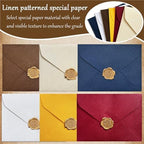 Envelopes 30 Linen Patterned Kraft Paper Envelopes with Wax Seals for Invitations - Image 2