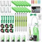 Leinuosen 6 Set Baby Shower Prizes for Men with Cleaning Cloth Bottle Opener Screwdriver Tape Measuring Keychain Multi Tool Pen Gift Bag Baby Shower Game Prizes for Winner(Green,Classic Style) by Leinuosen