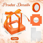 Thenshop 50 Pcs Clear Cupcake Boxes Individual 3.5 Inch, Orange - Image 2