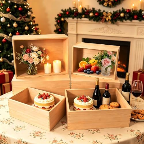 6 Pack Buffet Risers and Stands, Dessert Table Display Set with Mini Signs - Image 5