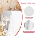 Poise3EHome White Sequin Tablecloth 60×120 Inch Rectangle Sparkly Fabric Table Cloth for Birthday Wedding Party Holiday Baby Shower Christmas Decoration - Image 5