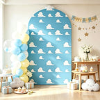 Arch Backdrop Cover Blue Sky White Clouds Toy Theme Party Chiara Arch Backdrop Cover Stretch Spandex Arch Frame Cover for Baby Shower boy Birthday Party Photo Booth Decorations (6FT) - Image 4