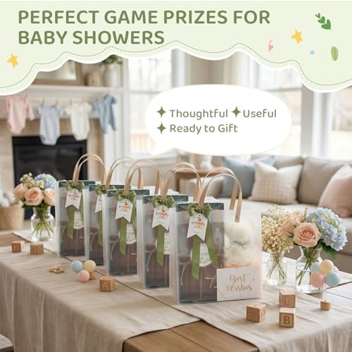 28Pcs Baby Shower Prizes for Game Winners 4 Sets Wooden Cheese Board Fork Butter Spreaders Towel Thank You Card and Gift Bags for Baby Shower Wedding Bridal Shower Favors Housewarming (Acacia, 4) - Image 4