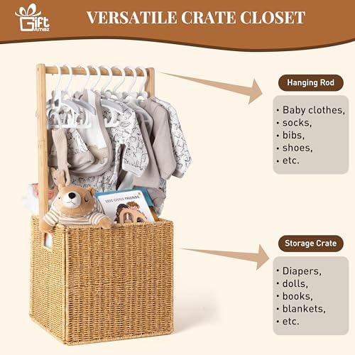 GiftAmaz Baby Shower Crate Closet, Large Hand-Woven Rattan Baby Basket - Image 3