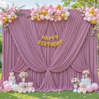 8 Panels Dusty Pink Backdrop Curtain for Wedding Parties Wrinkle Free Pink Photo Curtains Backdrop Drapes Fabric Decoration for Birthday Party Baby Shower 40ft(W) x 10ft(H) - Image 4