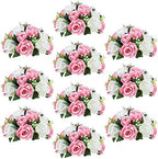 Sziqiqi Artificial Flower Centrepieces for Tables, Pink & White, 10Pcs by SZIQIQI
