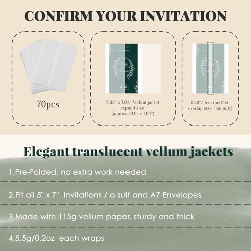 UNIQOOO 50Pcs Wax Seal Stickers Eucalyptus & 70 Pack Vellum Jackets - Image 4
