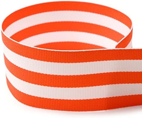 7/8" Orange & White Taffy Striped Grosgrain Ribbon - 100 Yards - USA | American Made by TheRibbonFactory%C2%AE