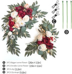 Faux Flower Swag Set of 2 for Wedding Welcome Signs Floral Swag Wedding Reception Ceremony Signs Decor(Burgundy red & Cream) - Image 2
