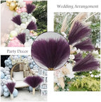 obbsie 50pcs Purple Faux Pampas Grass Decor, 21.6" Short Artificial Pompous Grass Floral Fake Pompas Grass Branches Vase Filler Flower Arrangement for Home Wedding Boho Decor (Pack of 2) - Image 6