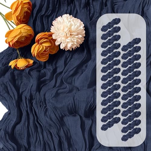 25 Pack Navy Blue Cheesecloth Table Runner 17 x 108 Inch Gauze TableRunner Fabric Semi Sheer Cheese Cloth Table Runner Bulk for Rustic Romantic Wedding Baby Shower Table Decoration by Unknown