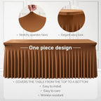 1 Packs Brown Spandex Tableclothes for 6 Foot Rectangle Tables, Wrinkle Free 6ft Fitted Table Cover Stretch Table Cloth Desk Skirt for Weddings Baby Shower Birthday Party Banquet Decorations - Image 2