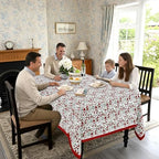 Ridhi Garnet Red Hand Block Print Cotton Rectangle Tablecloth 120 x 80 Inch - Image 3