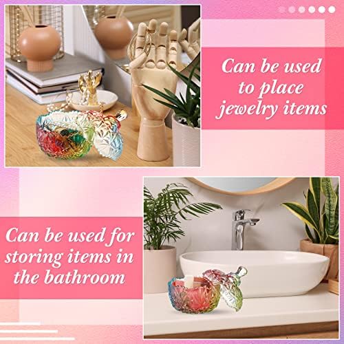 Tanlade 8 Pcs Glass Candy Jar with Lids Crystal Decorative Small Candy Dish Apothecary Jar with Lids Covered Glass Bowl Cute Jewelry Box Cookie Snack for Home Party Wedding (Colored) - Image 4