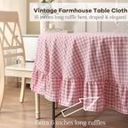 Pink White Gingham Tablecloth Round Dia.90” - Image 4