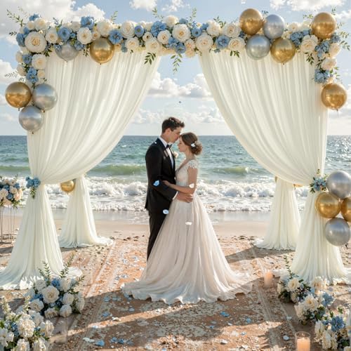 20x15ft Ivory Backdrop Curtains for Parties Wrinkle Free Fabric Backdrop Curtain Wedding Photo Drapes Backdrop for Birthday Party Baby Shower Bridal Shower Photography Stage Back Drop 4 Panels 5x15FT - Image 4