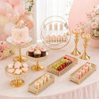 9 Pcs Cake Display with Mirror, Wedding Crystal Cake Stands for Reception - Image 6