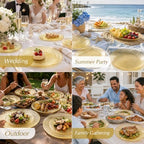 Liacere 60Pcs Yellow Plastic Plates - Yellow Disposable Plates With Gold Rim, Heavy-duty Gold Plates,Water ripples Party Plates Include 30 Dessert-Platos,30 Dinner-Platos for Party ＆ Summer & Wedding - Image 7