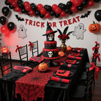 Lasnten 100 Set Pre Halloween Pre Rolled Silverware, Black Red Disposable - Image 5