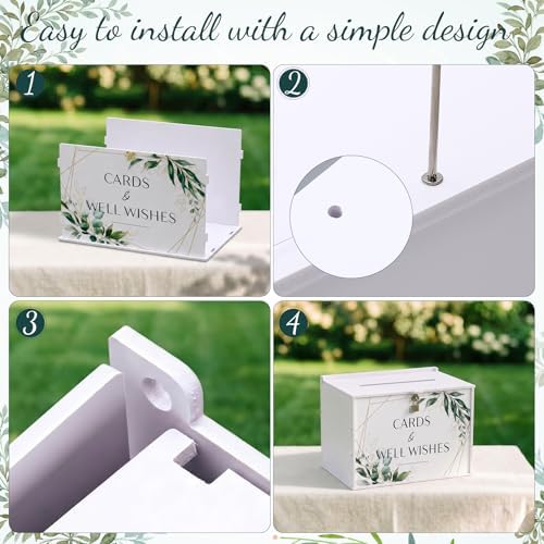 BreezeHug 14" Large Wedding Card Box with Lock, Eucalyptus Greenery Money Box for Wedding Reception, Sturdy PVC Gift Card Holder with Matching Thank You Sign, 300-card Capacity for Bridal Baby Showers - Image 3