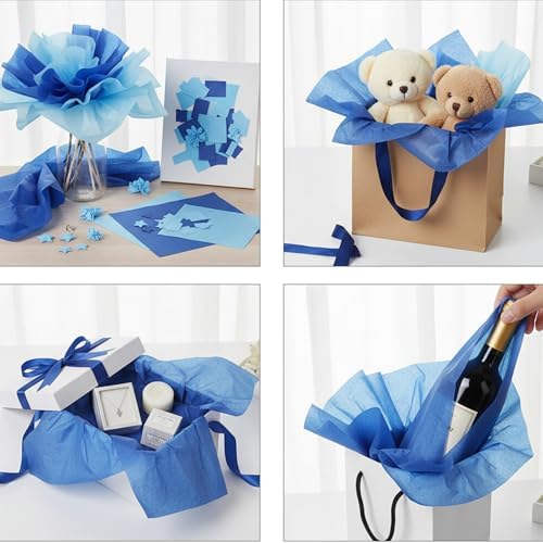 500 Sheets Blue Series Tissue Paper Bulk 15 x 20 Inch for Homecoming Gifts - Image 2