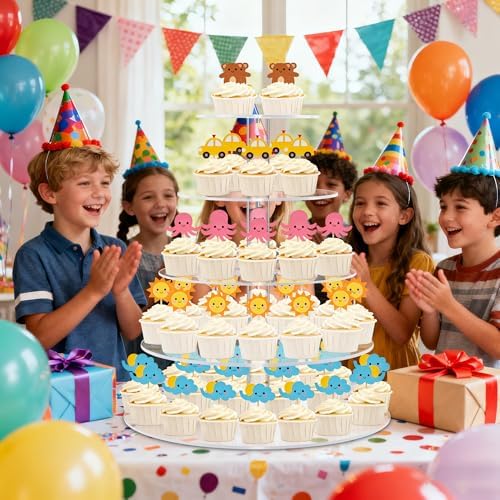 weddingwish 5 Tier Cupcake Stand for 50 Cupcakes, Round Cupcake Tower, Large Acrylic Cupcake Display Stand, Clear Cupcakes Tier Stand for Dessert Table, Tiered Cupcake Holder Stand for Birthday Party - Image 2